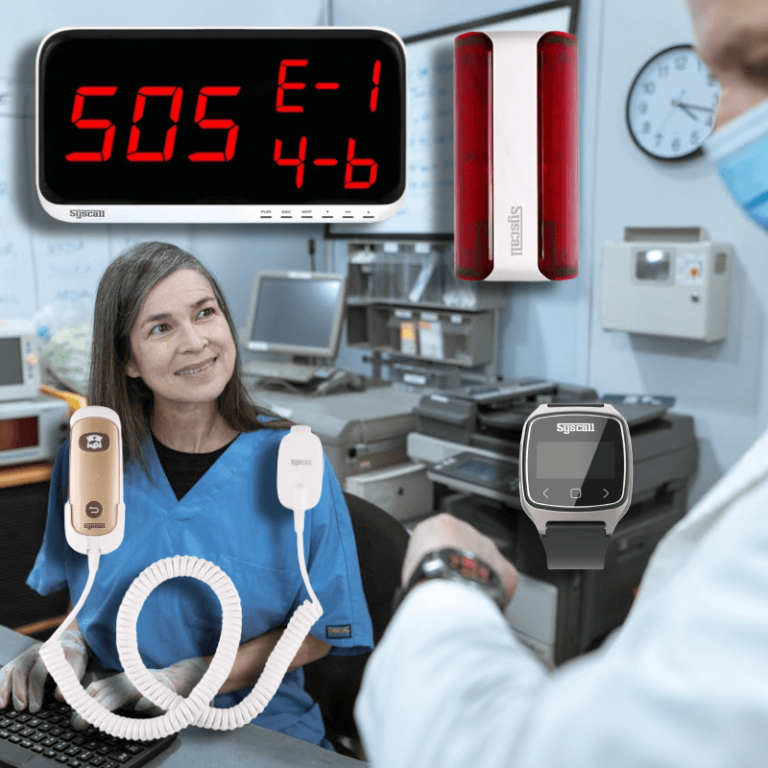 hospital call system display with emergency light and pager