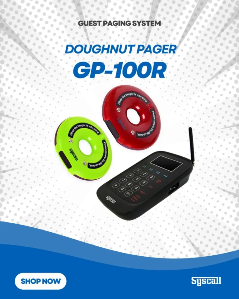 Syscall GP-100R Doughnut Guest Paging System Red and Green with Transmitter