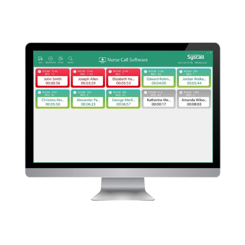 Syscall wireless nurse call monitoring software for hospitals